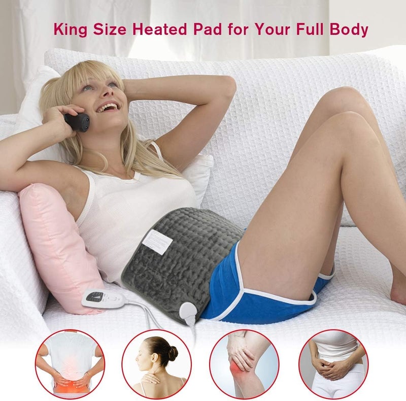 Womdee Heating Pad,Electric Heating Pad 12"x24" Large Heating Pads for Back Pain Auto Shut Off Heat Pad Moist Heating Pad with Timer,6 Temperature Settings Heated Pad for Neck,Shoulder,Elbow,Machine Washable - Image 3