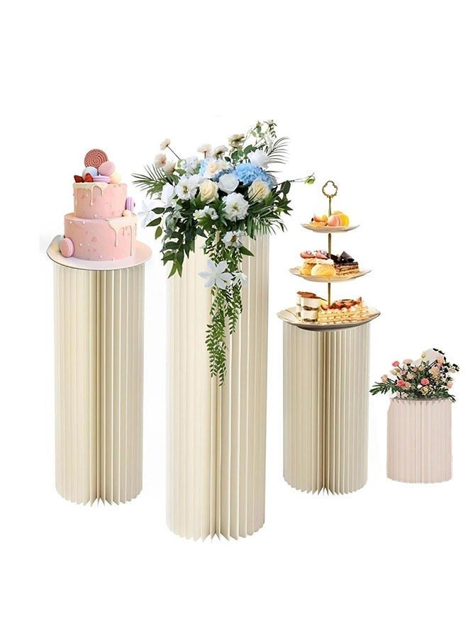 Columns Pedestals Stands Round Cylinder Display Foldable Paper Stand Pedestal Display 4Pcs Set - Image 2