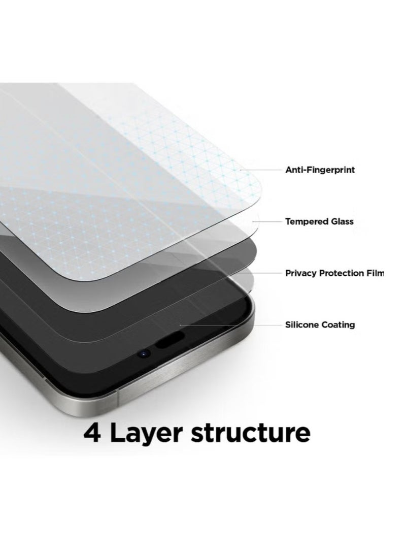 أوريجنال (عبوتان) واقي شاشة زجاجي مقوى مقاوم للغبار والخصوصية، متوافق مع آيفون 16 - Image 3