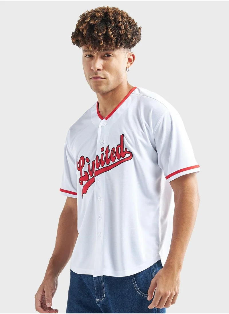 سبلاش فيڤ Typography Print Button Up Shirt