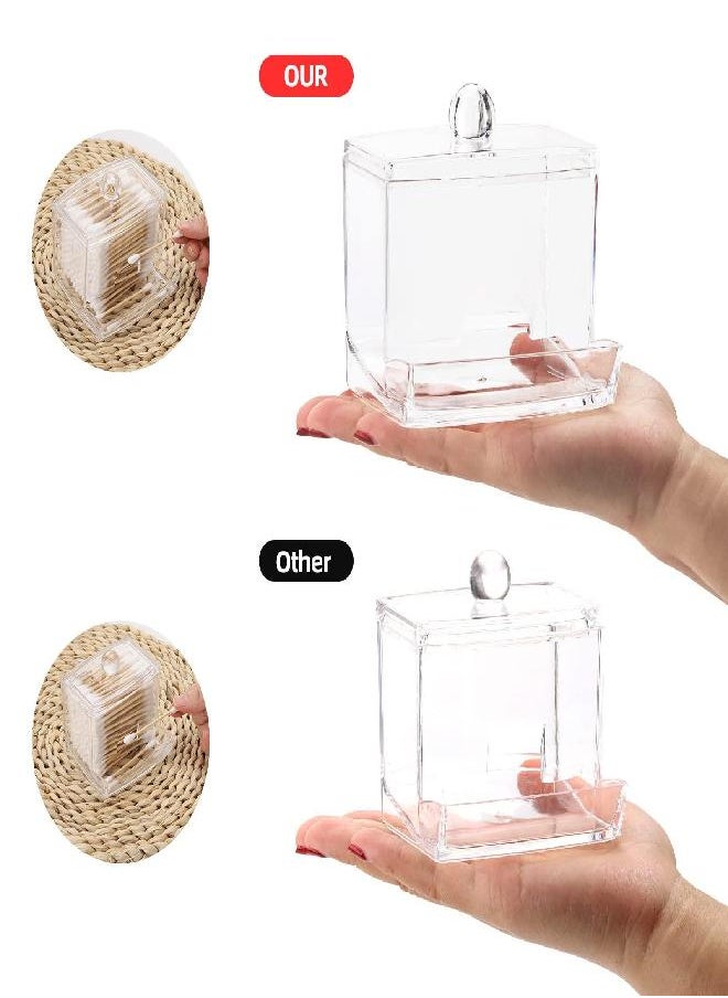 Tbestmax Tbestmax 10oz Qtip Holder Dispenser Big Clear Bathroom Organizer Accessories Decor for Storage-Qtips Cotton Ball Holder Apothecary Jars, Cotton Swabs, Floss Container  - Image 2