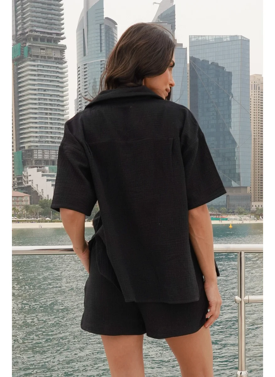 نوماد Crinkle Cotton Button Down Shirt