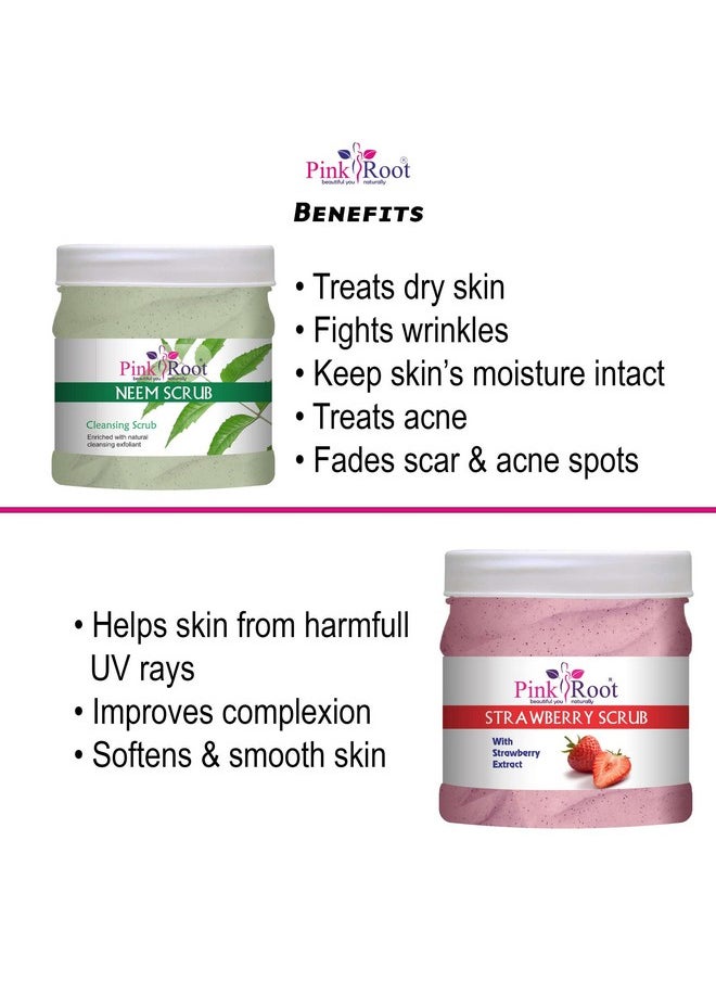 Pink Root Pink Root Neem Scrub 500gm with Strawberry Scrub 500gm  - Image 5