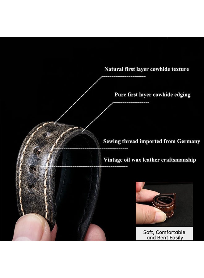 O Ozone Leather Strap for Samsung Galaxy Watch Ultra LTE 47mm / Galaxy Watch 3 45mm 22mm Genuine Leather Replacement Wristband - Dark Brown - Image 3