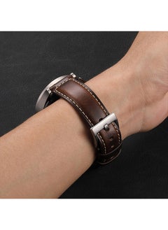 O Ozone Leather Strap for Samsung Galaxy Watch 3 45mm/Galaxy Watch 46mm/Gear S3 Frontier/Classic, 22mm Genuine Leather Replacement Wristband - Dark Brown  - Image 4