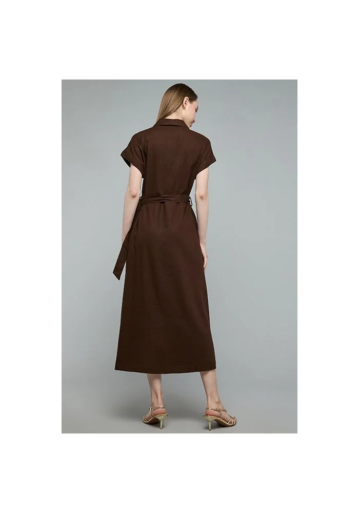 R&b  Solid Shirt Dress with Belt Detail for Women | Best Price UAE
