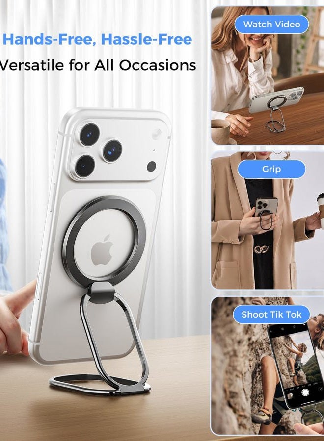 SUPERONE [2025 Upgraded] Mag Safe Phone Ring Holder, SUPERONE Adjustable Magnetic Kickstand & Removable Phone Grip Compatible with Wireless Charging Only for iPhone 17 &16 & 15 & 14 & 13 & 12 Series - Black - Image 3