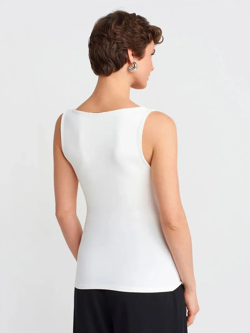 ديلفين DILVIN Sleeveless Square-Neck Slim-Fit Jersey Blouse