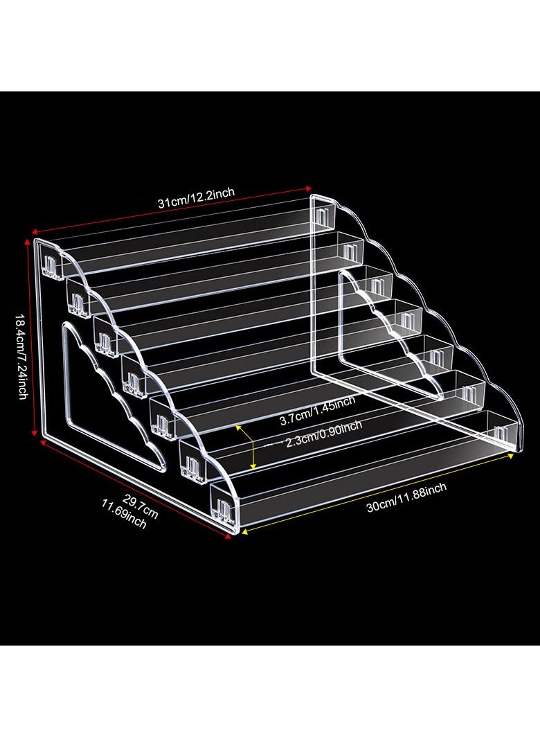 Hanayo 7 Tier Clear Display Stand Acrylic Home Display Rack Cosmetics Makeup Organizer Tiered Riser Toy Display Holder(Clear) - Image 2