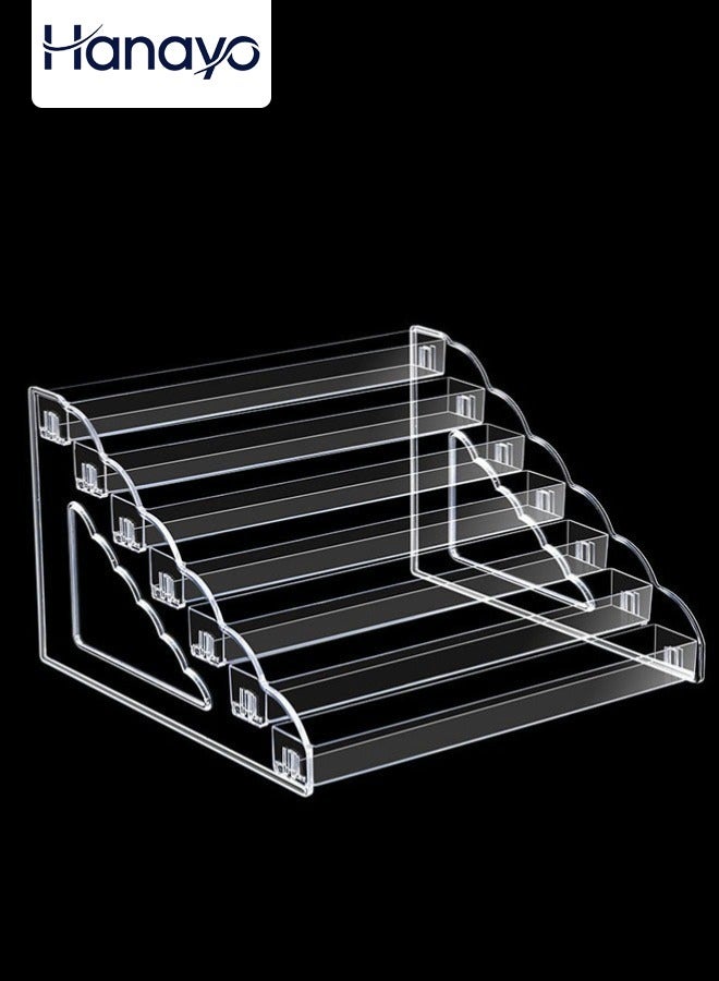 Hanayo 7 Tier Clear Display Stand Acrylic Home Display Rack Cosmetics Makeup Organizer Tiered Riser Toy Display Holder(Clear) - Image 1