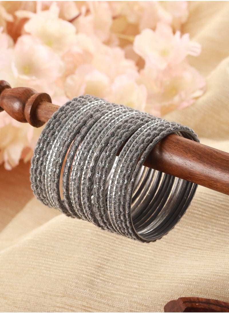 Priyaasi Set Of 24 Glitter Metal Bangles  - Image 1