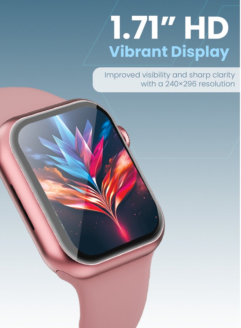 Moxedo Mevo Smart Watch for Android & iOS with 1.71" HD AMOLED Display, Wireless Charging, Chat GPT AI Assistant, Bluetooth Calling, Fitness & Health Tracker, Sleep Monitor, IP67 Waterproof (Rose Gold) - Image 3