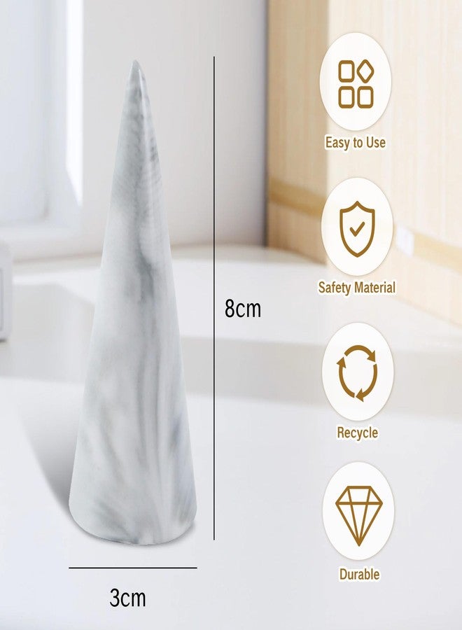 ZGGAZCA Marble Ring Stand for Nightstand Table Cute Jewelry Holder for Men Wedding Ring Display Stand for Kitchen Dish for Bathroom Sink Single Cone Tower Shape Mens Decorative Jewelry Holders - Image 2