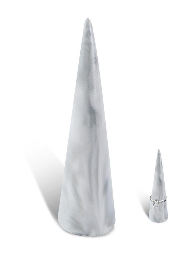 ZGGAZCA Marble Ring Stand for Nightstand Table Cute Jewelry Holder for Men Wedding Ring Display Stand for Kitchen Dish for Bathroom Sink Single Cone Tower Shape Mens Decorative Jewelry Holders - Image 1