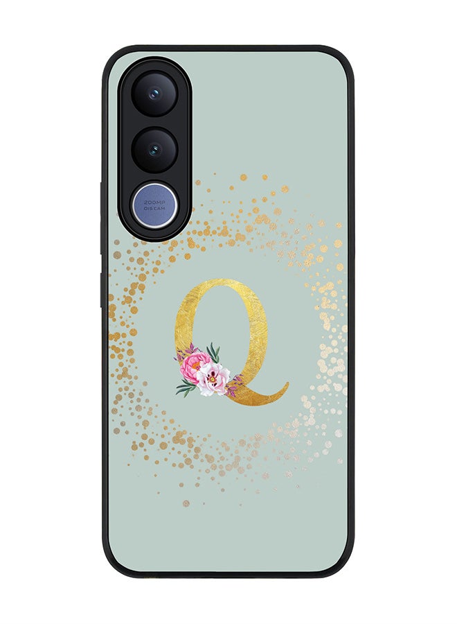 Stylizedd For vivo V70 FE Case,Slim fit Camera Protection, Shockproof Thin Phone cover  - Custom Monogram Floral - Q  (Light Grey ) - Image 1
