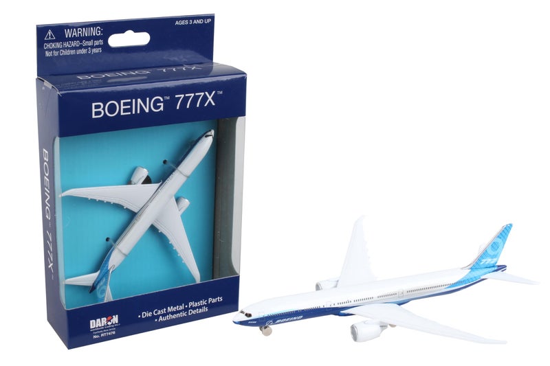 Daron Boeing 777X Commercial Aircraft Corporate Livery White and Blue Diecast Model Airplane by Daron - Image 1