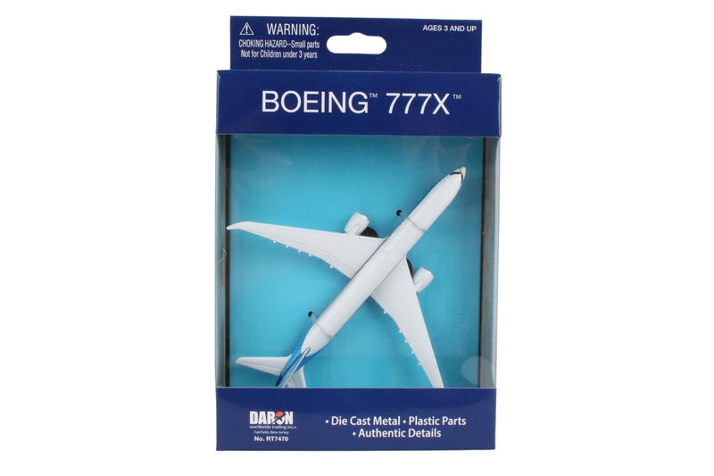 Daron Boeing 777X Commercial Aircraft Corporate Livery White and Blue Diecast Model Airplane by Daron - Image 4