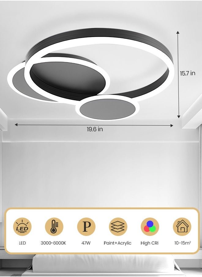 YATAI LIGHTING LED Ceiling Light Fixture - Remote Control Dimmable 47W Flush Mount Ceiling Light with Adjustable Color Temperature, Perfect Light Fixtures Ceiling Mount for Bedroom, Drawing Room, Library  - Image 3