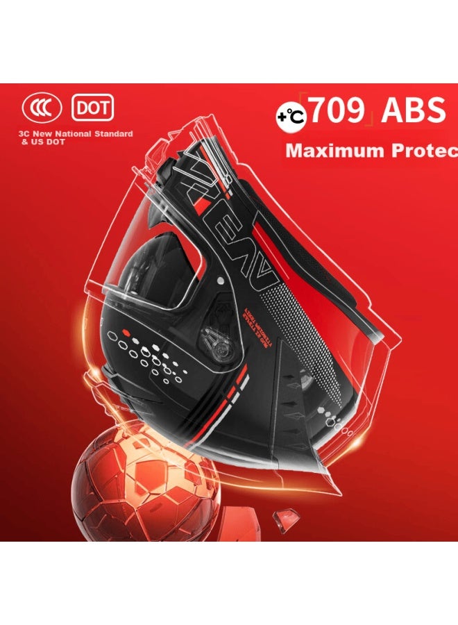 Neva 3c Certified Dot Certified Motorcycle Helmet For Men Electric Vehicle Full Face Helmet Dual Lens Pearl White With Laser Red Lens + Clear Anti-fog Lens - Image 3