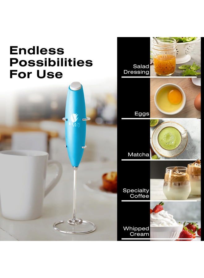 Bean Envy Milk Frother Handheld for Coffee - Electric Hand Blender, Mini Drink Mixer Whisk & Coffee Foamer Wand with Stand for Lattes, Cappuccino, Matcha and Hot Chocolate - Kitchen Gifts - Light Blue - Image 3