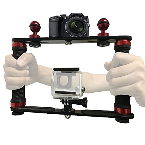 Pmsanzay Aluminium Alloy Underwater Video Light Stabilizer Tray Dive Light Stand Tray with Two Aluminum Alloy 1'' Ball Handle for Action Camera and Any Other Camera with 1/4 inch Screw Hole - Image 5