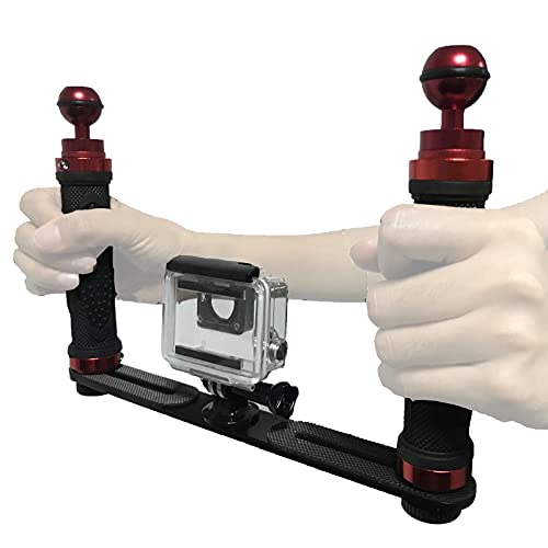 Pmsanzay Aluminium Alloy Underwater Video Light Stabilizer Tray Dive Light Stand Tray with Two Aluminum Alloy 1'' Ball Handle for Action Camera and Any Other Camera with 1/4 inch Screw Hole - Image 4