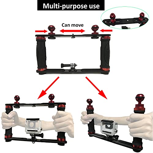 Pmsanzay Aluminium Alloy Underwater Video Light Stabilizer Tray Dive Light Stand Tray with Two Aluminum Alloy 1'' Ball Handle for Action Camera and Any Other Camera with 1/4 inch Screw Hole - Image 3