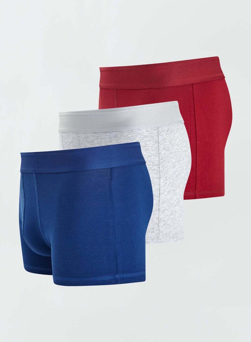 Kiabi pack-of-3-plain-boxers-blue-grey-red - Image 5