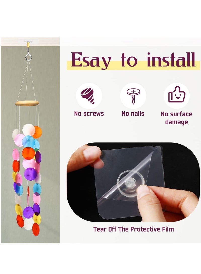 Excefore Ceiling Hooks, Self Adhesive Stainless Steel Eye Hooks, No Hole Hanger, Transparent Waterproof Seamless Oilproof Wall Hooks 4.5KG(max) for Hanging Plant Lights(10PCS)  - Image 5