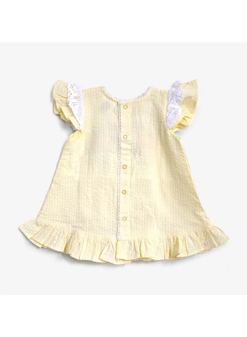 KeeBee Keebee Organic Cotton Hand-Embroidered Yellow Girls Blossom Dress