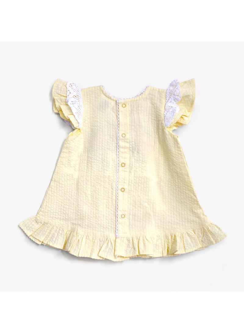 Keebee Organic Cotton Hand-Embroidered Yellow Girls Blossom Dress - Image 2