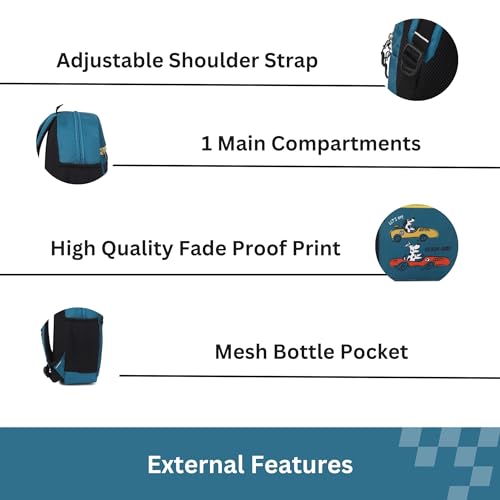HYDER Kids 10L Cartoon Printed Best Stylish Lightweight Spacious Waterproof Casual/Picnic/School Bag/Backpack for Children Boys And Girls (Car Race) - Image 3