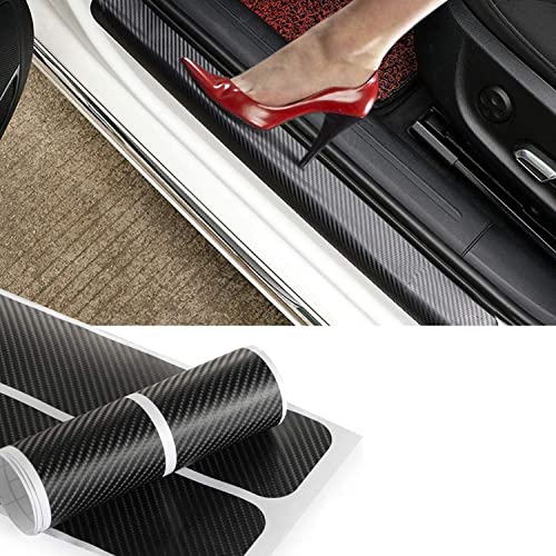 Allure Auto® 4pcs Carbon Fibre Sticker Car Door Sill Scuff Guard, Welcome Pedal Protect, Anti-Kick Scratch CAR Foot Steps for Tata Tiago - Image 1