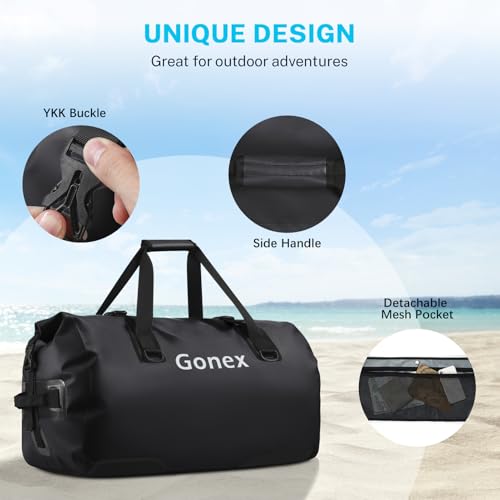 Gonex 60L Extra Large Waterproof Duffle Travel Dry Duffel Bag Heavy Duty Bag with Durable Straps & Handles for Kayaking Paddleboarding Boating Rafting Fishing Black - Image 4