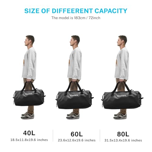 Gonex 60L Extra Large Waterproof Duffle Travel Dry Duffel Bag Heavy Duty Bag with Durable Straps & Handles for Kayaking Paddleboarding Boating Rafting Fishing Black - Image 5