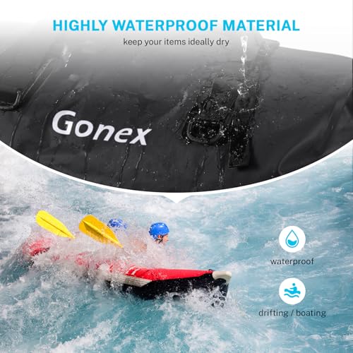 Gonex 60L Extra Large Waterproof Duffle Travel Dry Duffel Bag Heavy Duty Bag with Durable Straps & Handles for Kayaking Paddleboarding Boating Rafting Fishing Black - Image 2