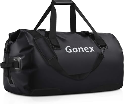 Gonex 60L Extra Large Waterproof Duffle Travel Dry Duffel Bag Heavy Duty Bag with Durable Straps & Handles for Kayaking Paddleboarding Boating Rafting Fishing Black - Image 1