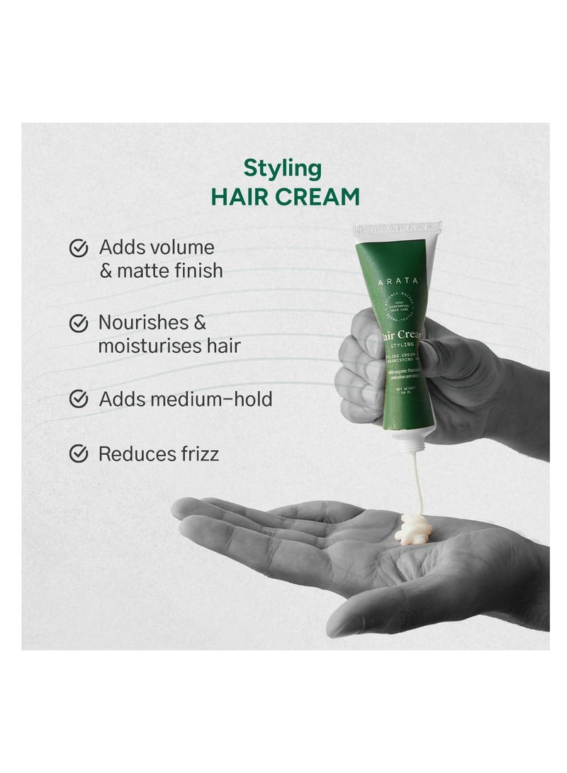 أراتا كريم تصفيف الشعر | لجميع أنواع الشعر |يقلل من التجعد ويروض التطاير | يضيف ثباتا ناعما وتحكما للشعر القصير | خال من الكبريتات والبارابين والسيليكون | 50 مل - Image 3