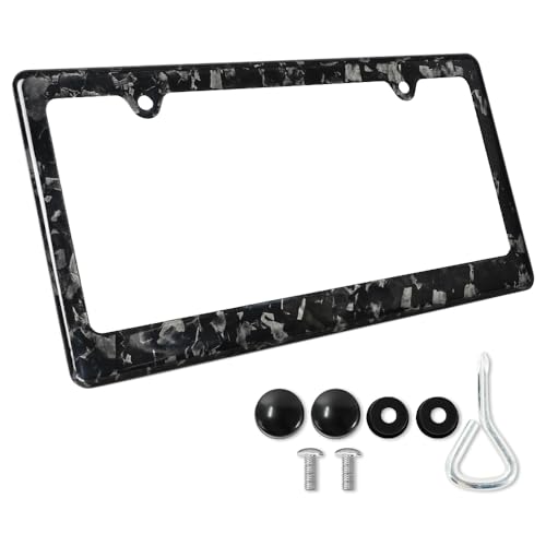 JIANGGAI Universal Forged Carbon Fiber License Plate Frame Real Carbon Fiber US Car Tag Holder Cover with Screw Caps2 Holes - Image 1