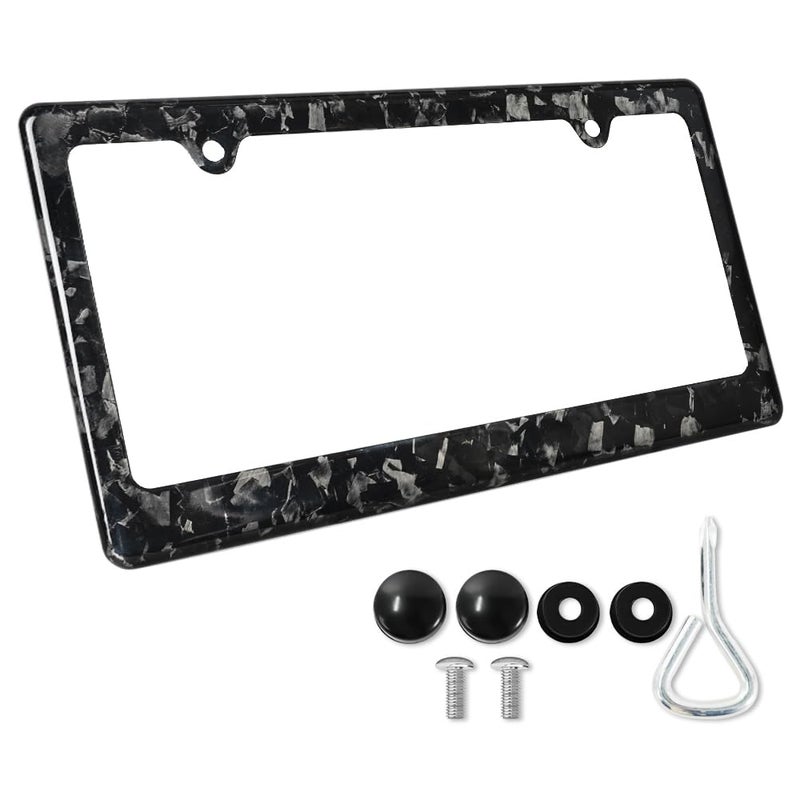 JIANGGAI Universal Forged Carbon Fiber License Plate Frame Real Carbon Fiber US Car Tag Holder Cover with Screw Caps2 Holes - Image 2