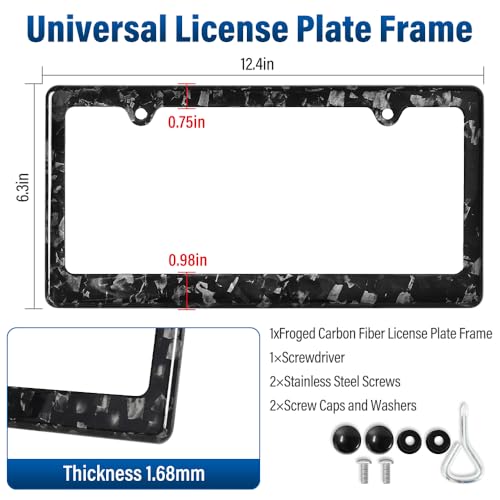 JIANGGAI Universal Forged Carbon Fiber License Plate Frame Real Carbon Fiber US Car Tag Holder Cover with Screw Caps2 Holes - Image 3