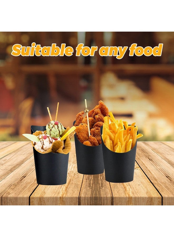 QPEY [50 cups + 100 picks 14OZ Black Charcuterie Cups with Cocktail Picks,French Fries Holder,French Fries Cones,Disposable Paper Appetizer Cups for all Occasions (black) - Image 5