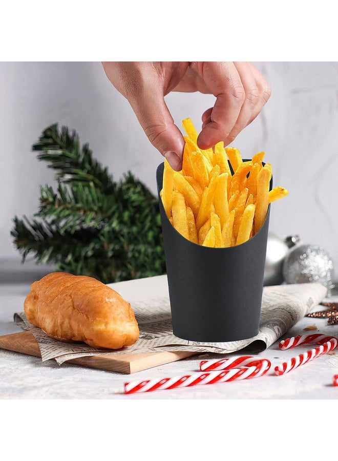 QPEY [50 cups + 100 picks 14OZ Black Charcuterie Cups with Cocktail Picks,French Fries Holder,French Fries Cones,Disposable Paper Appetizer Cups for all Occasions (black) - Image 4