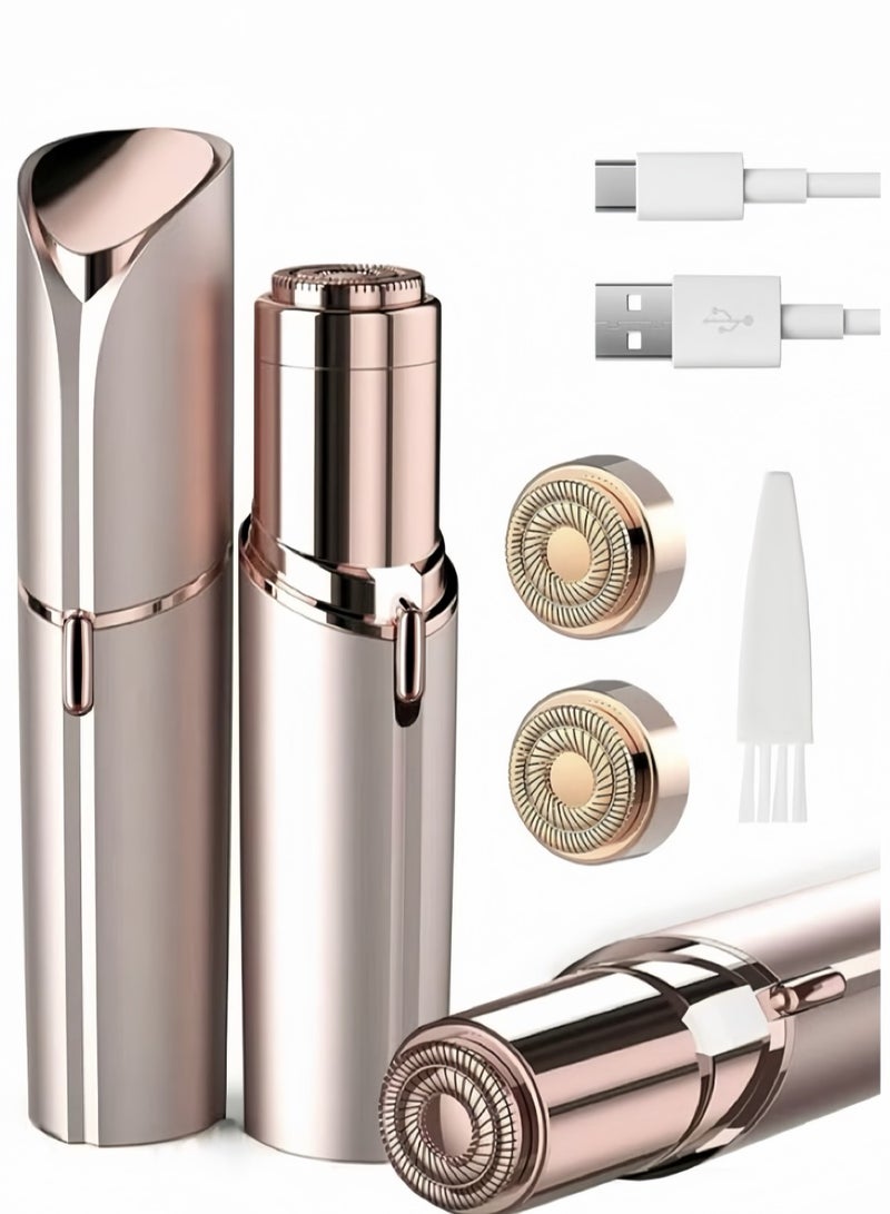 إزالة الشعر من الوجه للنساء، جهاز إزالة الشعر الكهربائي بدون ألم لمناطق الوجه مثل الشفاه والذقن والذراعين مع شاحن USB متضمن ورأسان بديلان. - Image 1