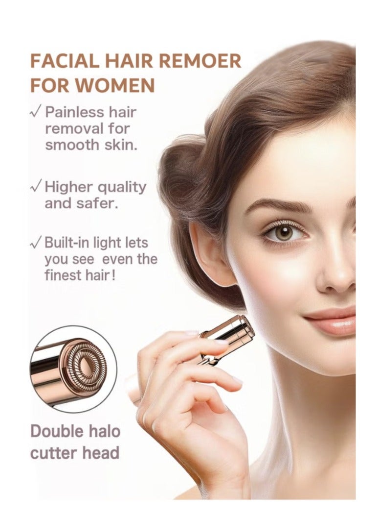 إزالة الشعر من الوجه للنساء، جهاز إزالة الشعر الكهربائي بدون ألم لمناطق الوجه مثل الشفاه والذقن والذراعين مع شاحن USB متضمن ورأسان بديلان. - Image 2