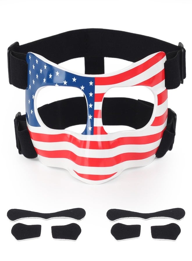 HIAARO QK01US Nose Guard for Broken Nose, Face Shield Masks, Adjustable American Flag Eye Mask, Masquerade USA Half Mask, Suitable for Adults and Teenagers, Men and Women, for Soccer and Basketball - Image 1