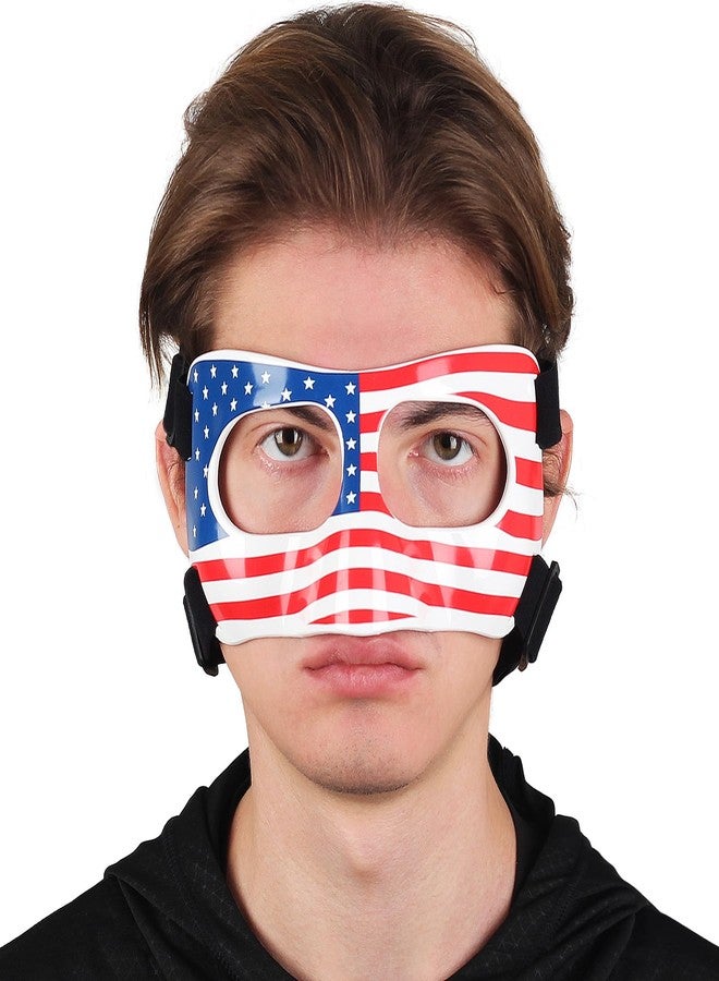 HIAARO QK01US Nose Guard for Broken Nose, Face Shield Masks, Adjustable American Flag Eye Mask, Masquerade USA Half Mask, Suitable for Adults and Teenagers, Men and Women, for Soccer and Basketball - Image 2