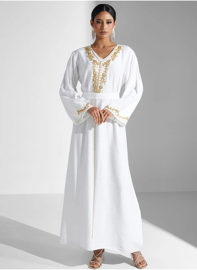 hayas closet Embellished Belted Jalabiya