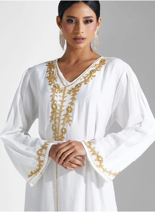 hayas closet Embellished Belted Jalabiya