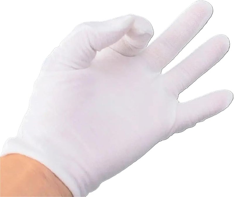 قفازات عمل قطنية متوسطة الحجم 12 زوجًا 24 قطعة قفازات حدائق بيضاء ناعمة - Image 2